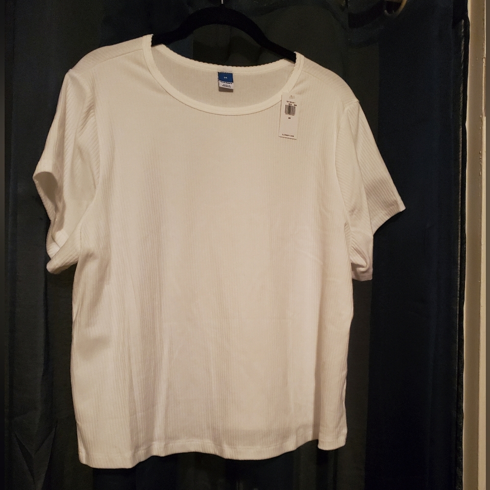 2X White Old Navy Ribbed Fitted Crop Top